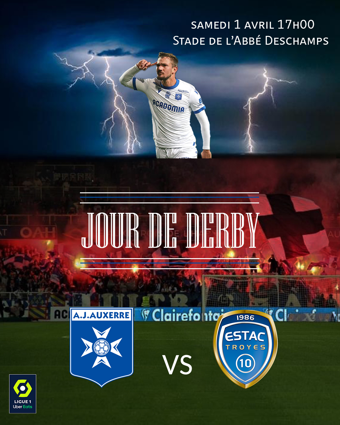 affiche AJA contre Troyes